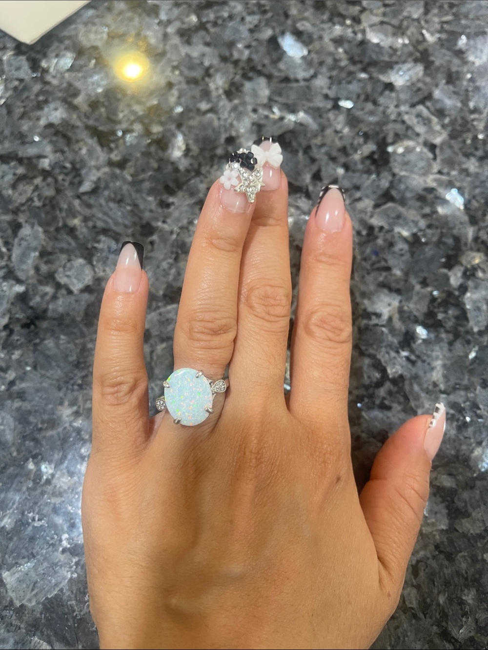 Opal Halo Statement Ring in White Opal